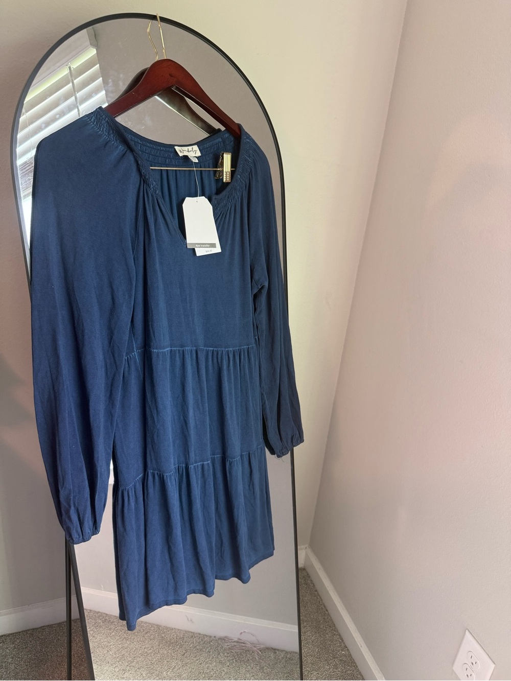 Wonderly Boho Tiered Dressโ Blue Long Sleeve Cottage Prairie